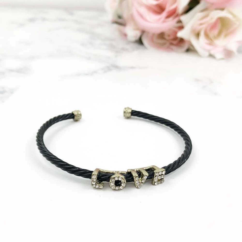 Love Black Wire Cuff Bracelet